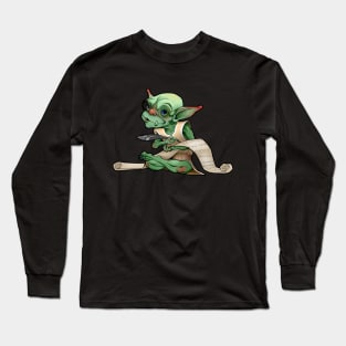 Goblin Scribe with Quill, Scroll, and Glasses Long Sleeve T-Shirt